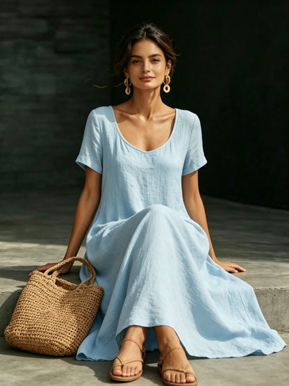 Solid Color Midi Dress