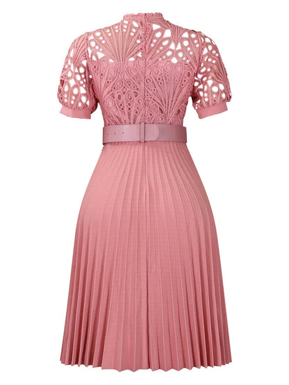 Short Sleeve Trim Lace Belts Mini&Short Dresses
