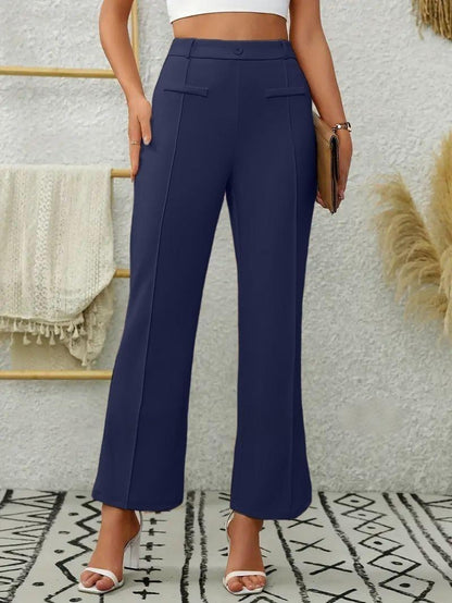 Slim-fit, Loose-fitting, Slightly Flared, High-waisted Straight-leg Trousers