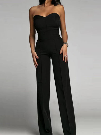 Tube Top Suit Trousers Straight-fit Leisure Sexy Jumpsuits