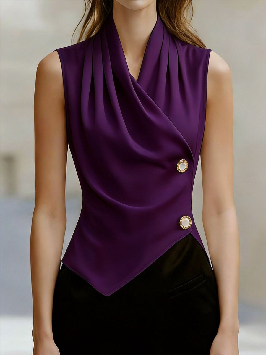 Kink Temperament Commuting Pleated Jacket Tank Tops