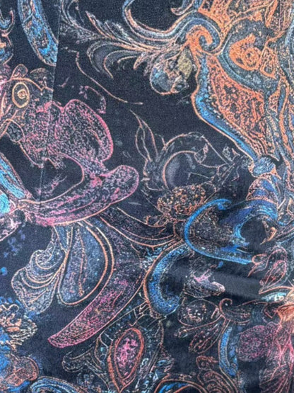Mesh Splicing Printed Hip-hugging Mini&Short Dresses