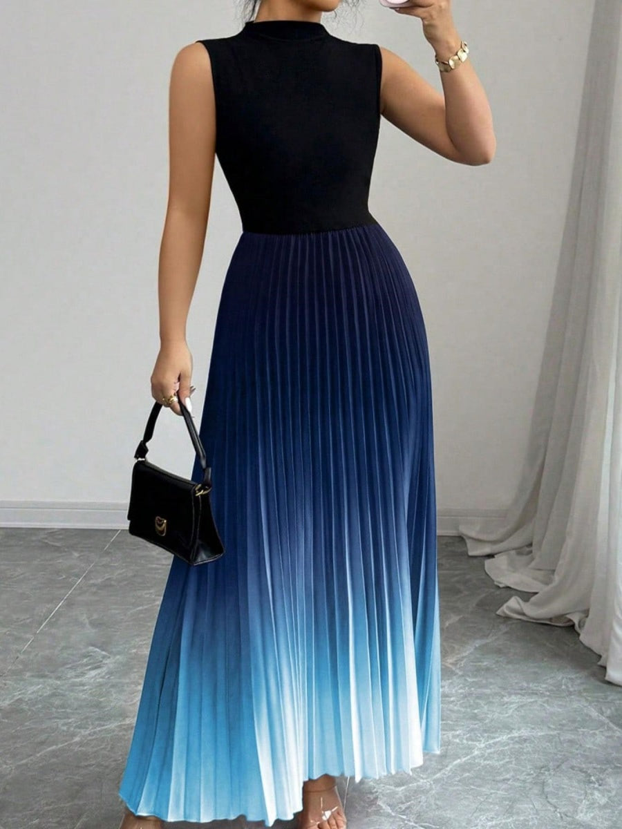 Crew Neck Sleeveless Gradient Maxi Dresses