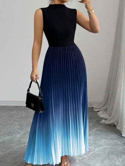 Crew Neck Sleeveless Gradient Maxi Dresses