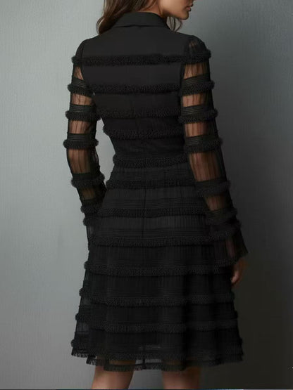 Turtleneck Tight Fit Temperament Slit Formal Dress Maxi Dresses