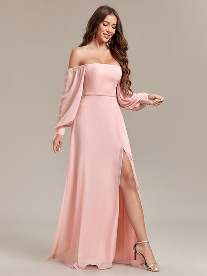 Grace Bandage Slit Formal Dress Chiffon Maxi Dresses