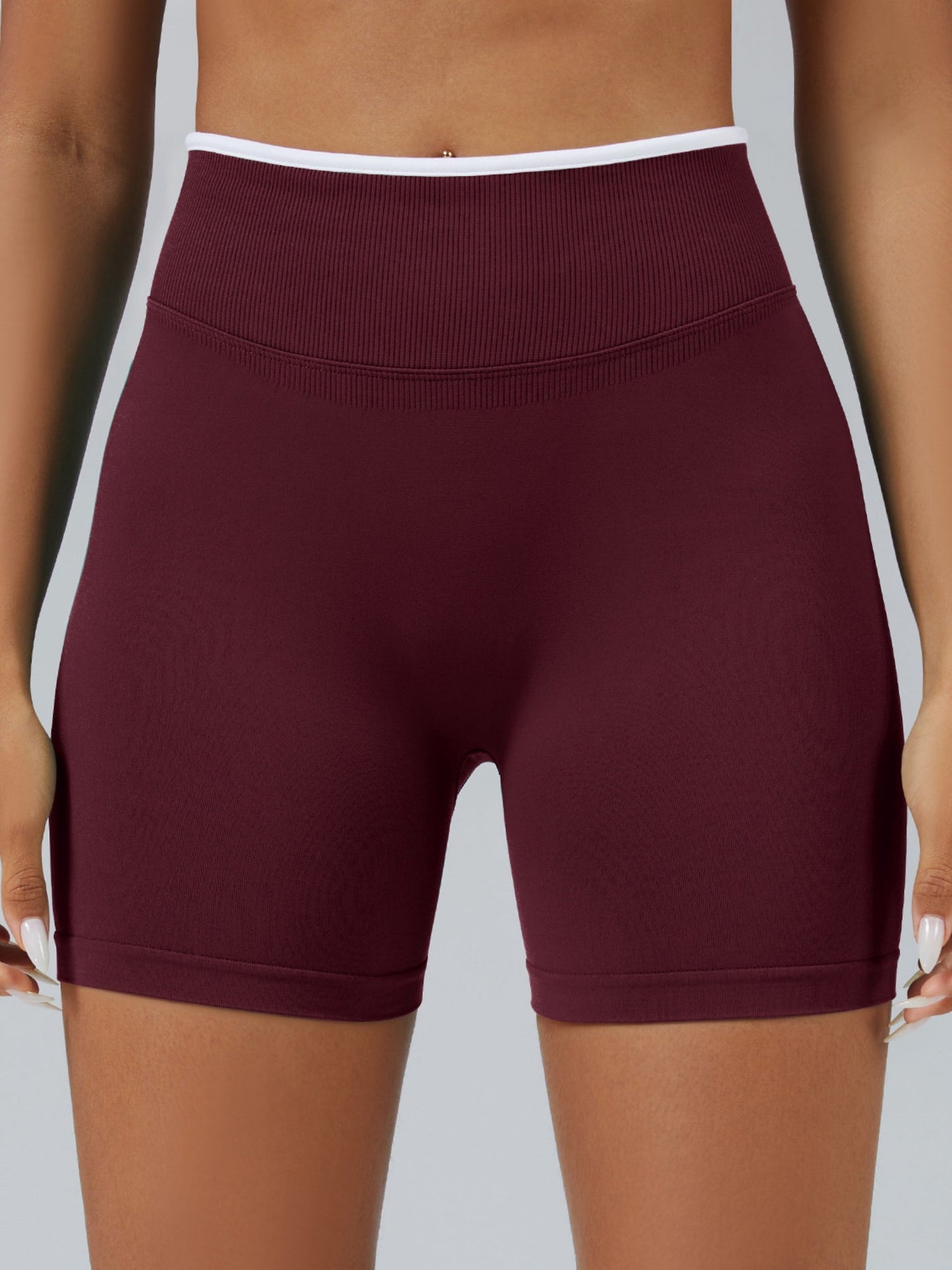 Color Matching Seamless High-waisted Hip Lift Exercise Yoga Shorts