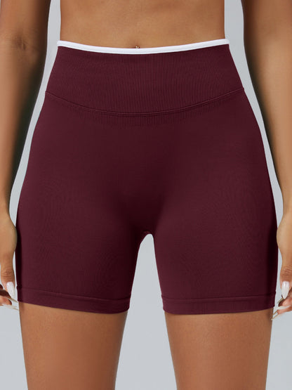 Color Matching Seamless High-waisted Hip Lift Exercise Yoga Shorts