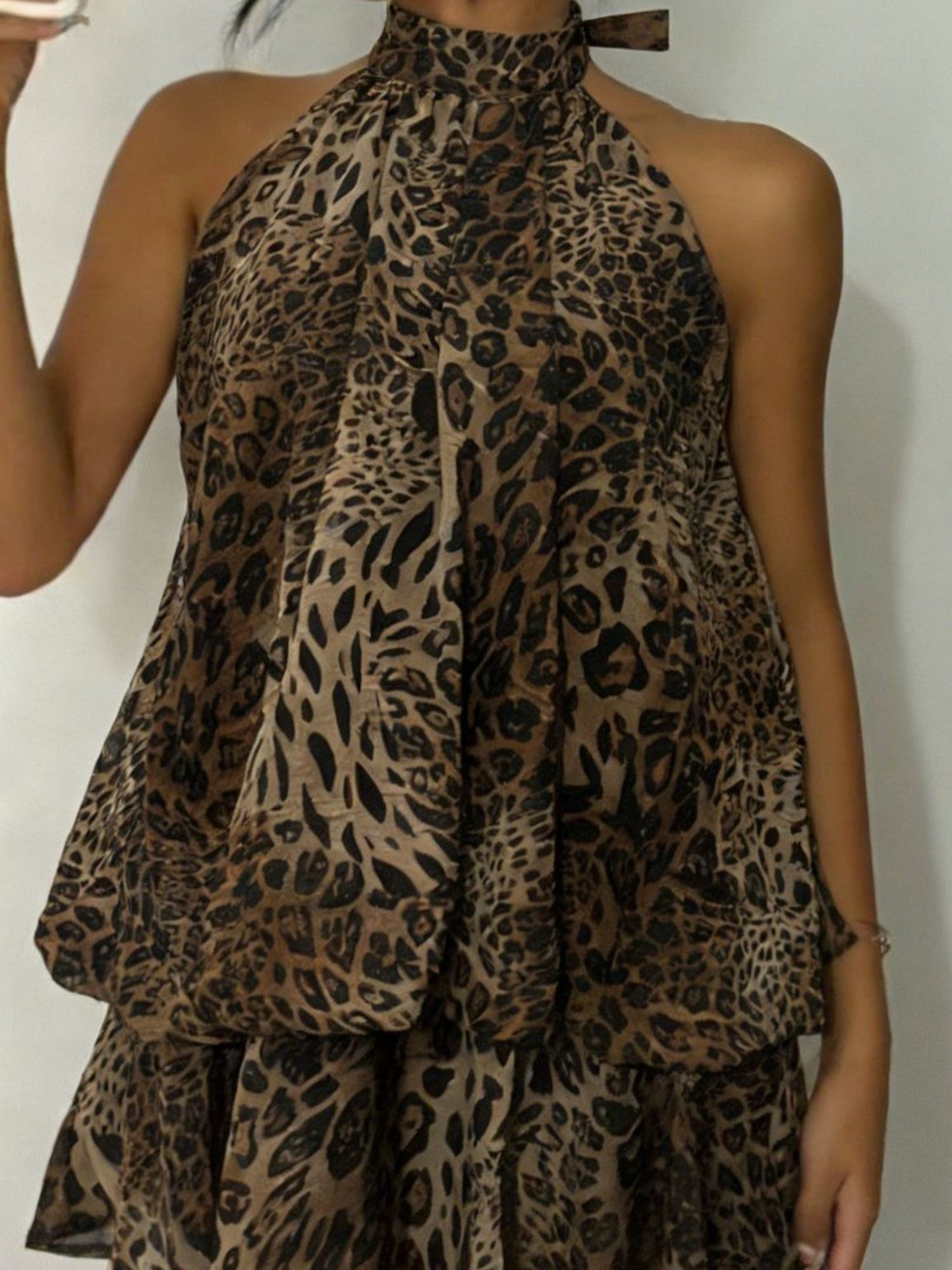 Chiffon Ruffle Halter Neck And Backless Mini&Short Dresses