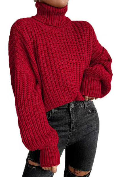 Margovil Turtleneck Drop Shoulder Comfy Pullover Sweater