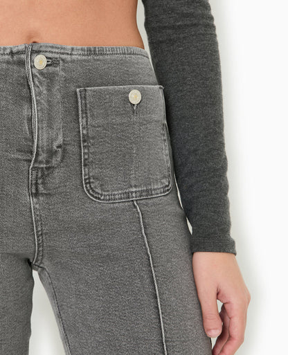 High-Waist Straight Jeans | Contrast Stitching | Full-Length Silhouette