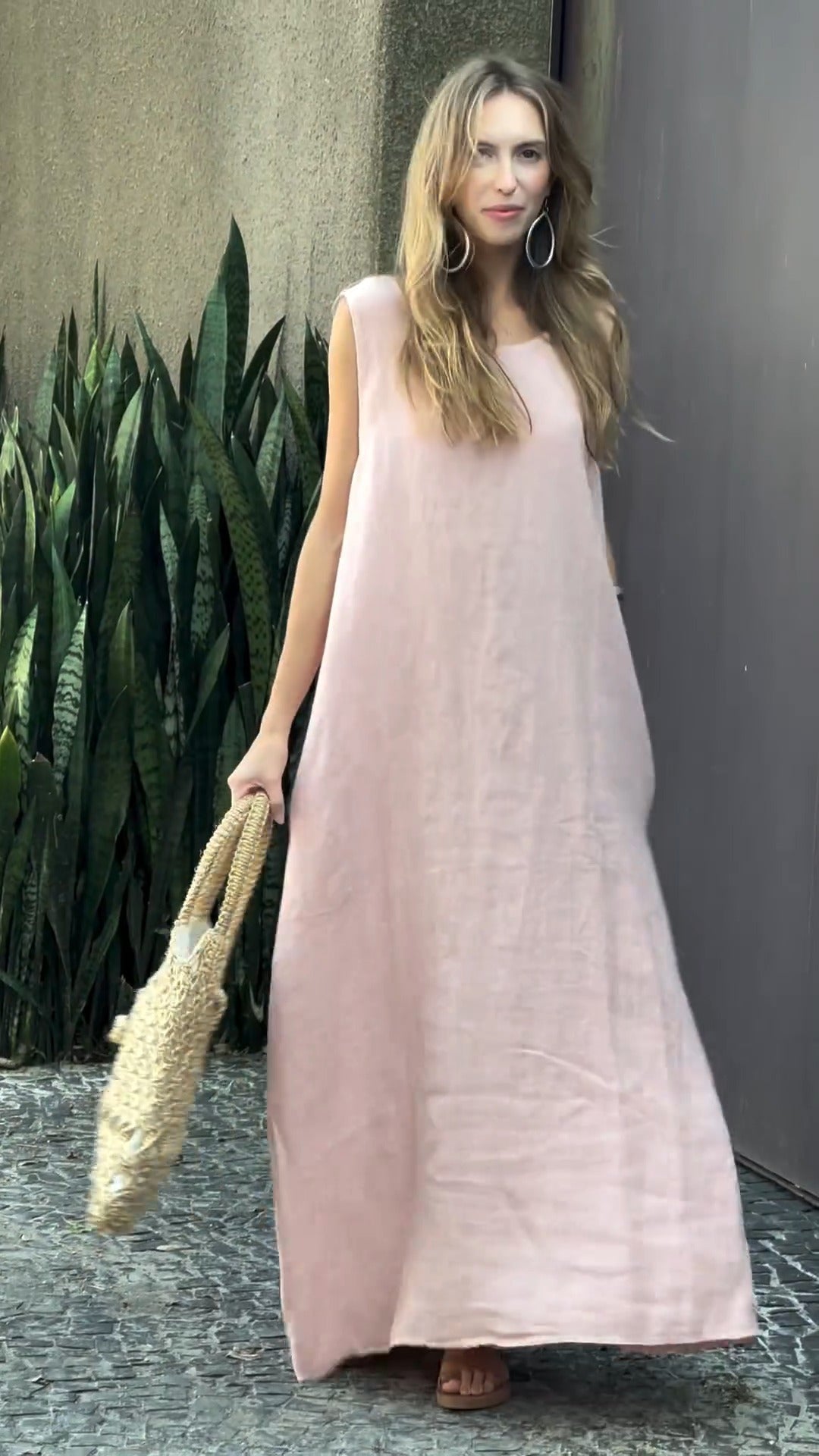 Solid Linen Maxi Dress