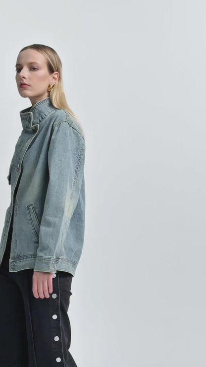Aegle Deconstruct Asymmetric Denim Jacket