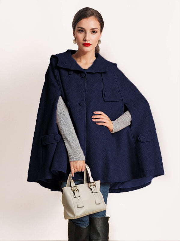 Camel Hooded Woolen Cape Coat For Women Oversized Poncho Winter Outerwear 2026
