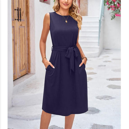 Solid Color Sleeveless Midi Dress in Multiple Colors