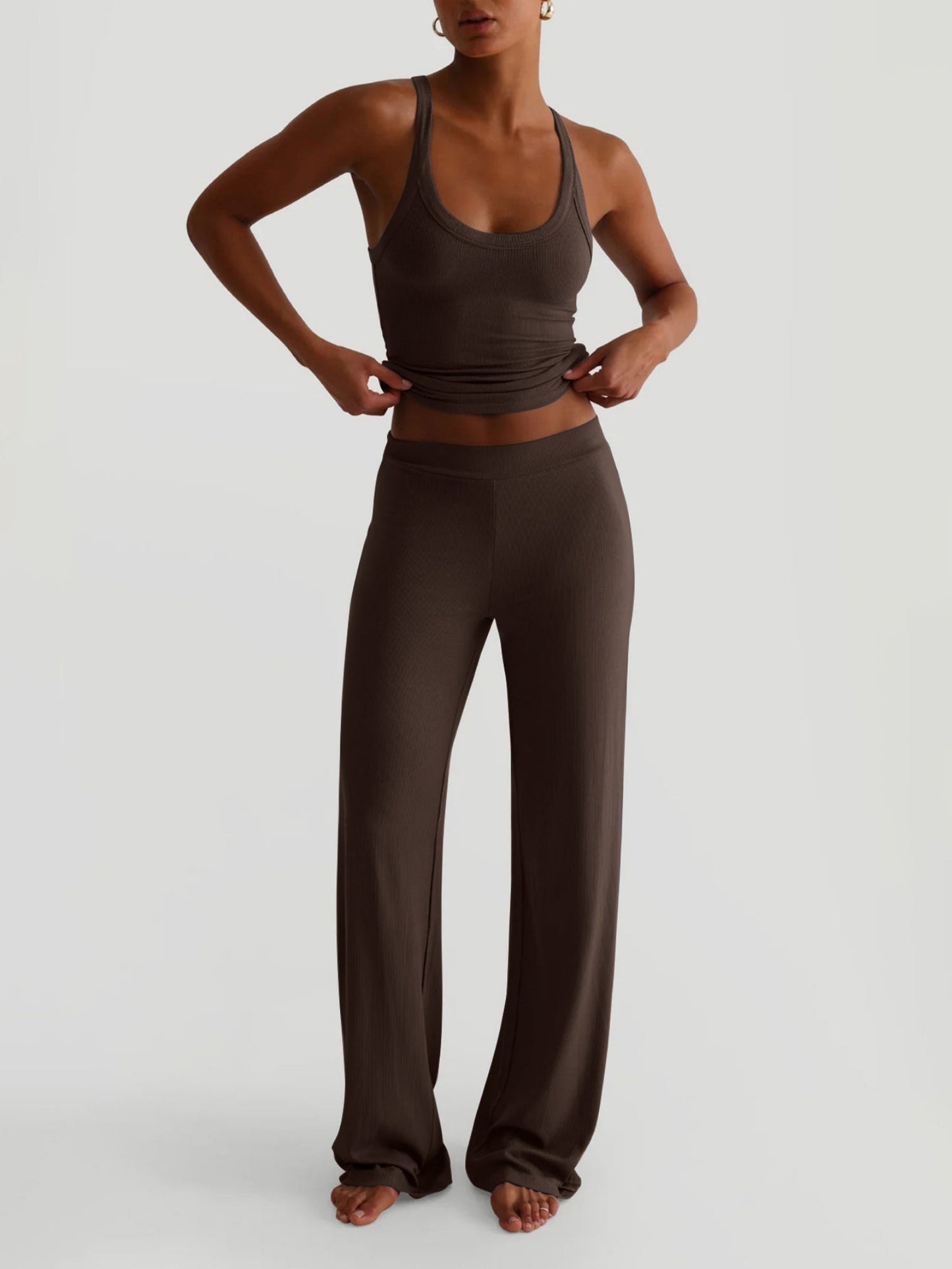 Tank Top Bodycon Trousers Exercise Yoga 2-piece Sets