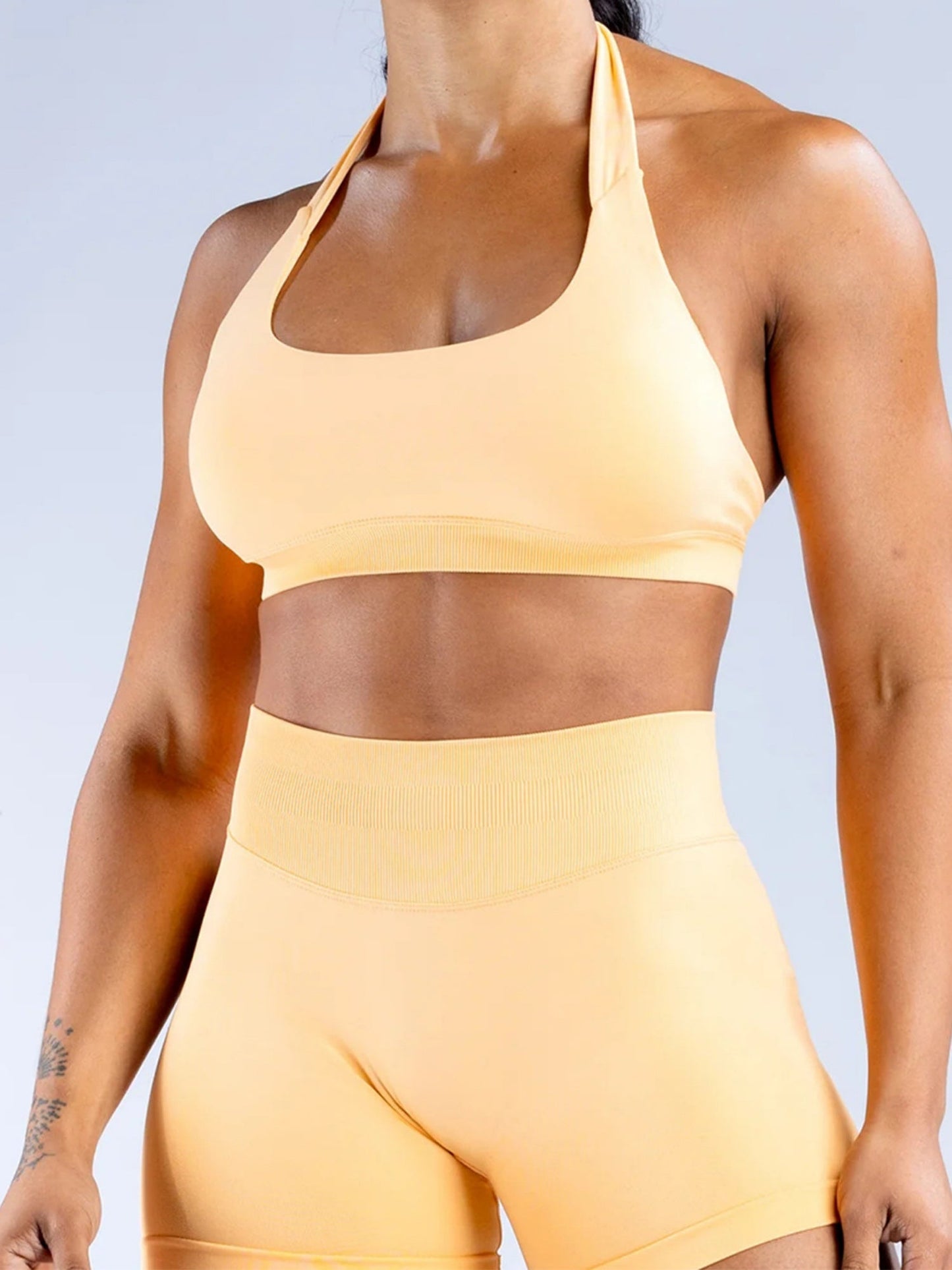 Seamless With Breast Pads Pleated Exercise Yoga Halter Bra Vest