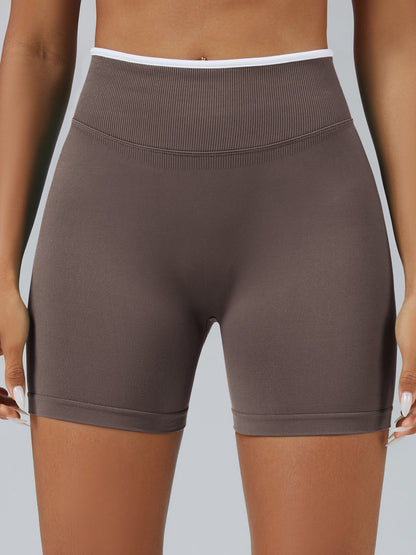 Color Matching Seamless High-waisted Hip Lift Exercise Yoga Shorts