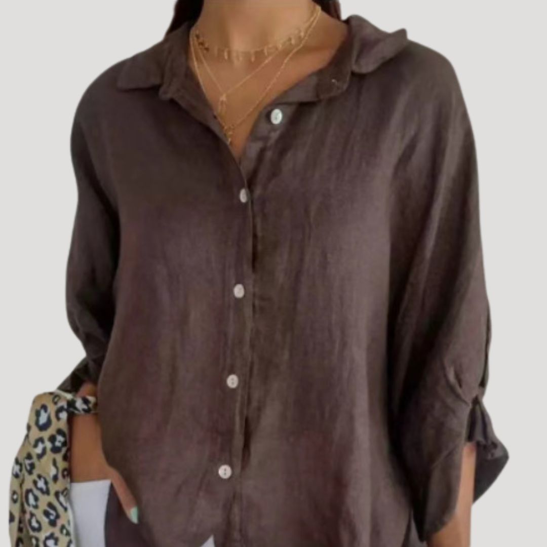 | Linen Long Sleeve Button Shirt Blouse