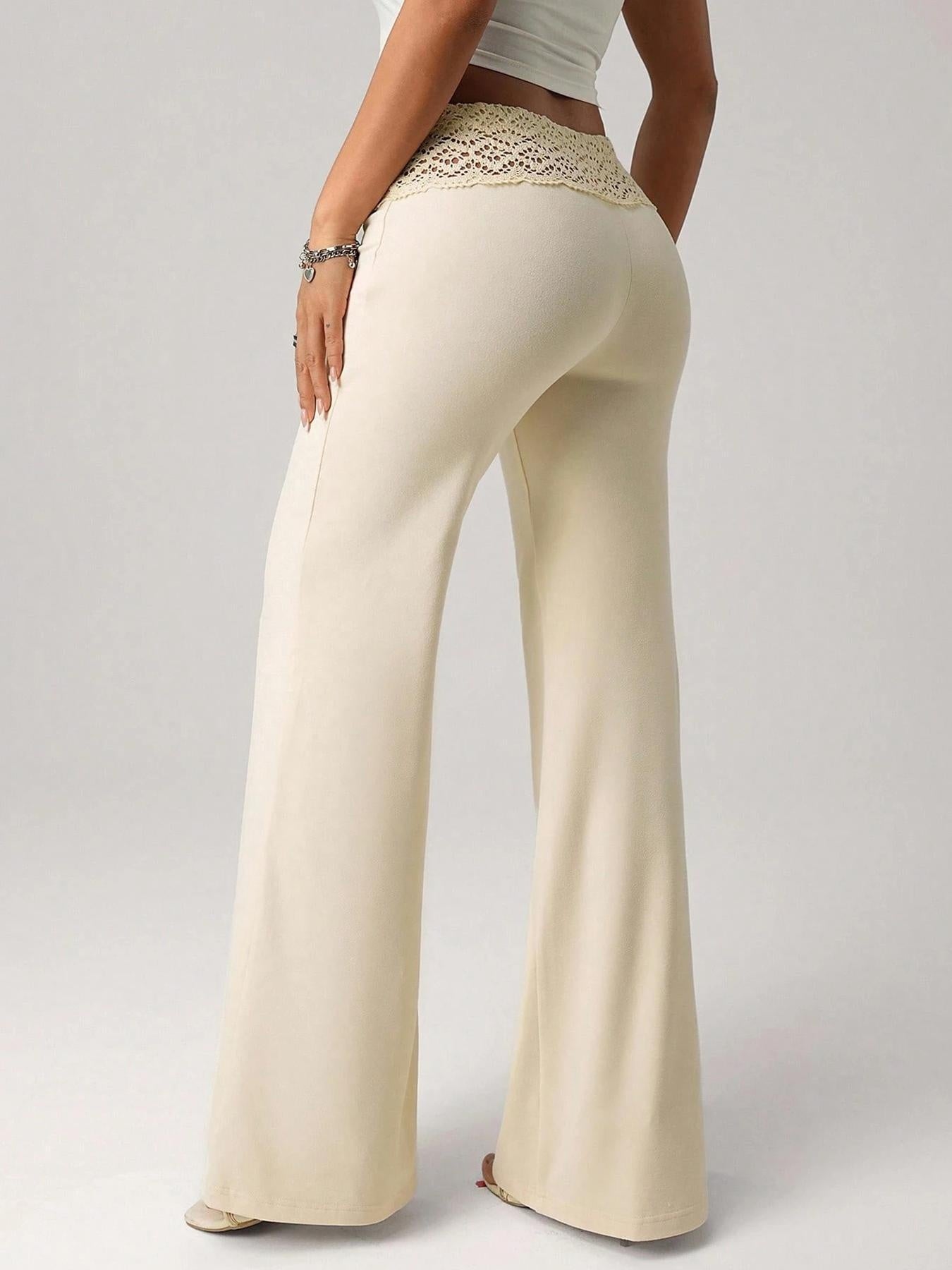 Lace-trimmed Casual Sexy Yoga Flared Pants