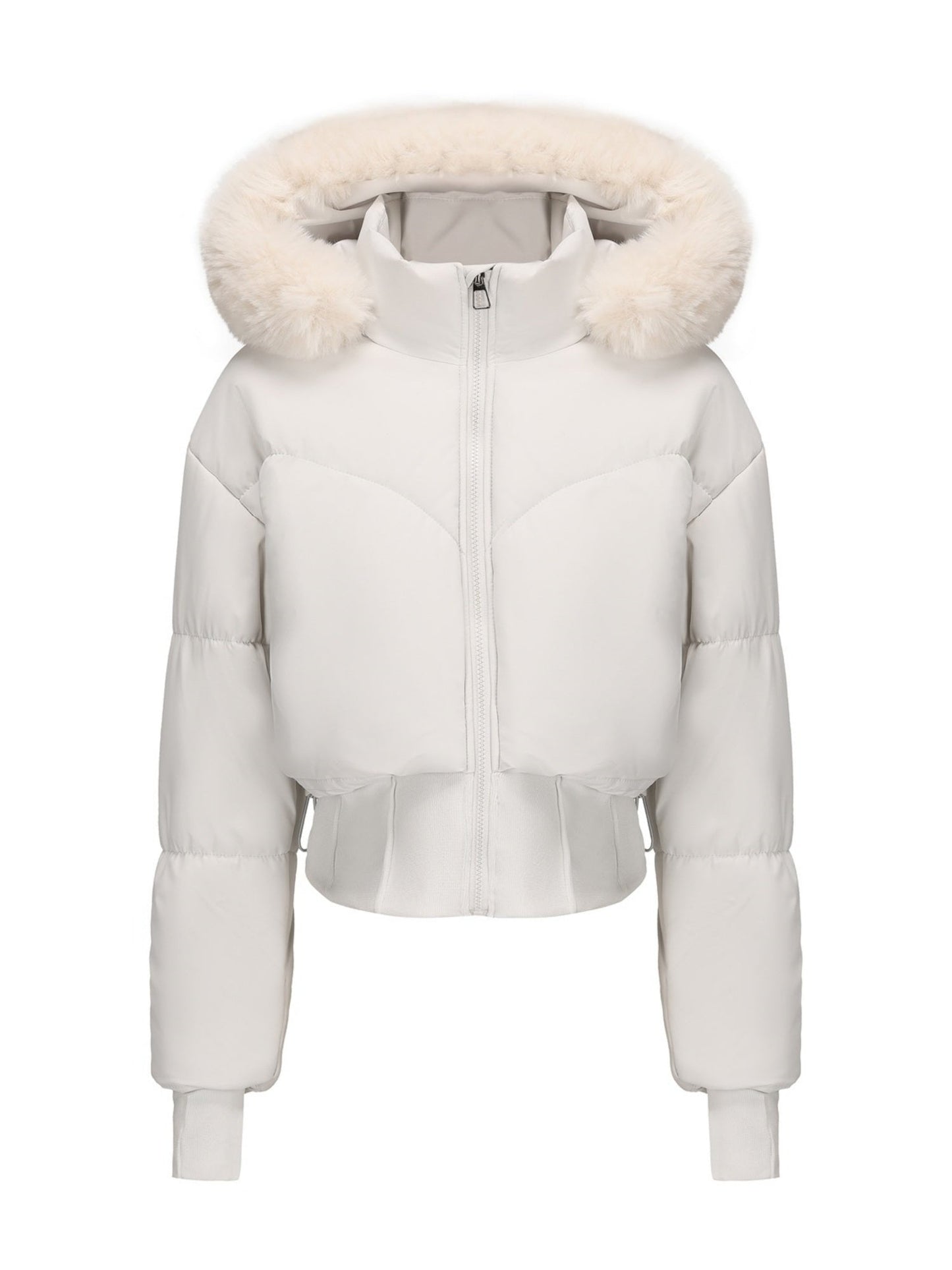 Large Fur Collar Hooded Pockets Short Waist Down Jacket