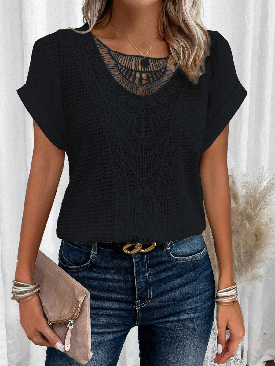 Trim Splicing Knitting Leisure T-shirts