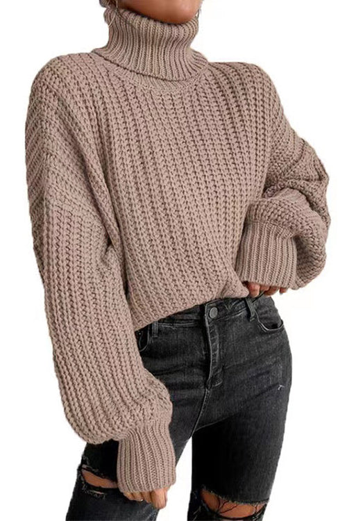 Margovil Turtleneck Drop Shoulder Comfy Pullover Sweater