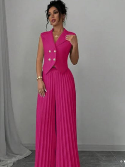 Pleated Pants Vest Grace Commuting Set 2-piece Sets