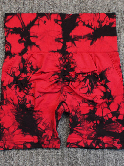 Seamless Tie-dye High-waisted, Tummy-flattening, And Butt-lifting Yoga Shorts