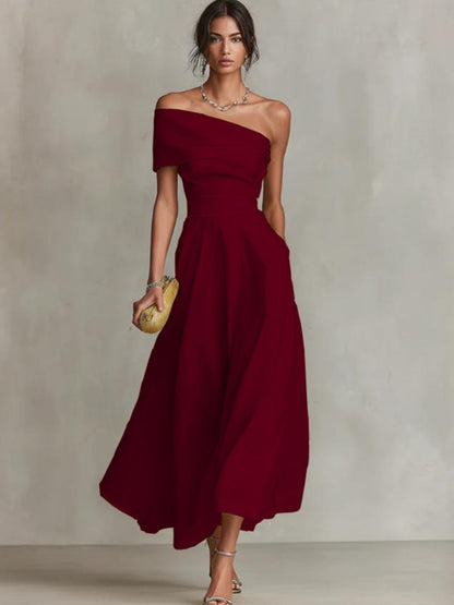 Waist Sloping Shoulders Backless Grace Midi Dresses