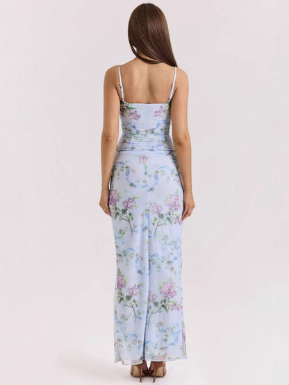 Floral Camisoles Slit Sexy Parties Midi Dresses