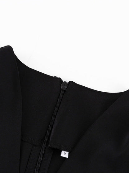 V-neck Flared Sleeves Waist Mini&Short Dresses