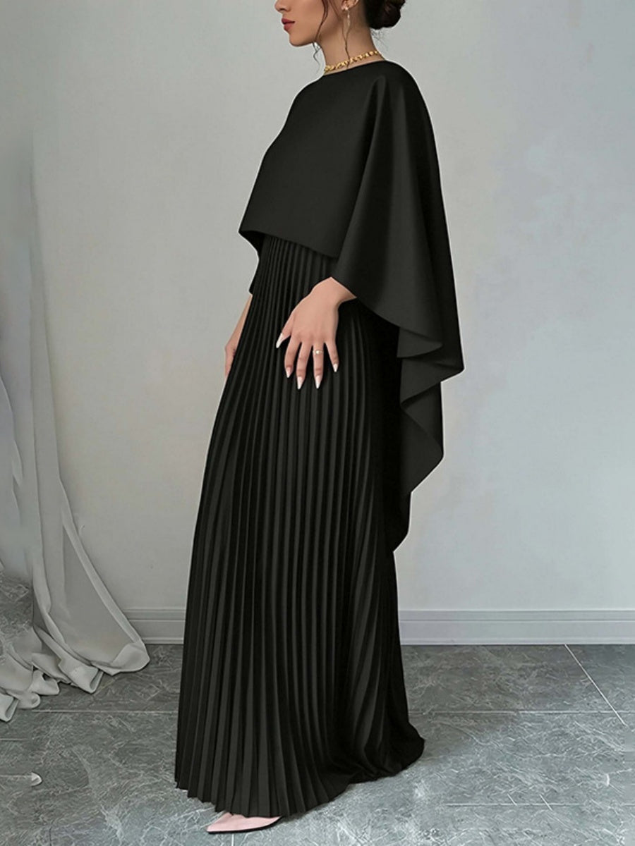 Cloak Batwing Sleeves Crimp Temperament Grace Maxi Dresses