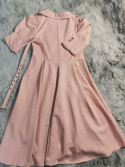 Lapel Trench Dress Commuting Grace Midi Dresses