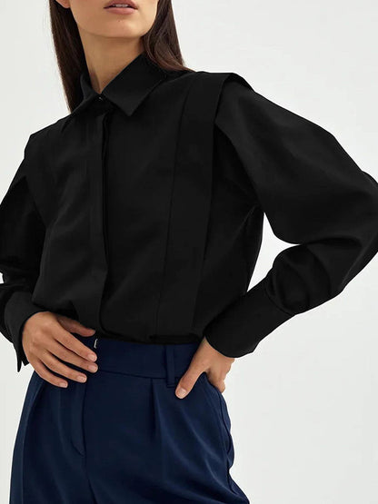 Solid Loose Long Sleeves Shirts