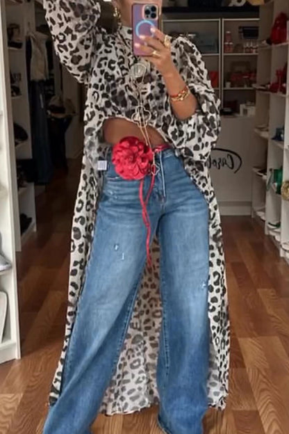Tanya Lace Pattern Mock Neck Balloon Sleeve High Low Maxi Top