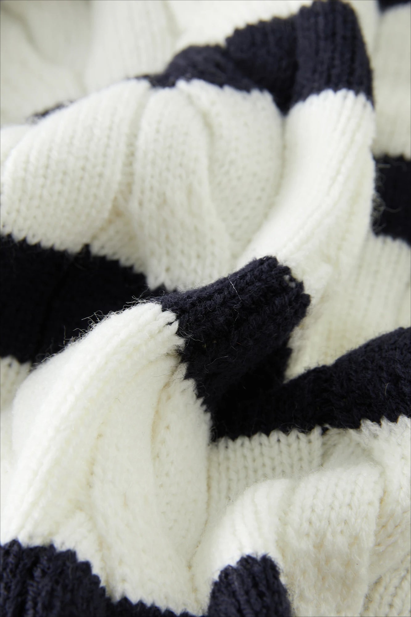 Black White Wool Twist Knit Cardigan