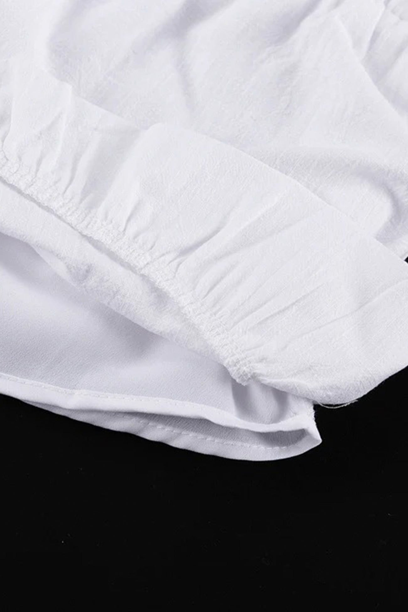 V-neck Lantern Sleeve Cotton Shirt Set