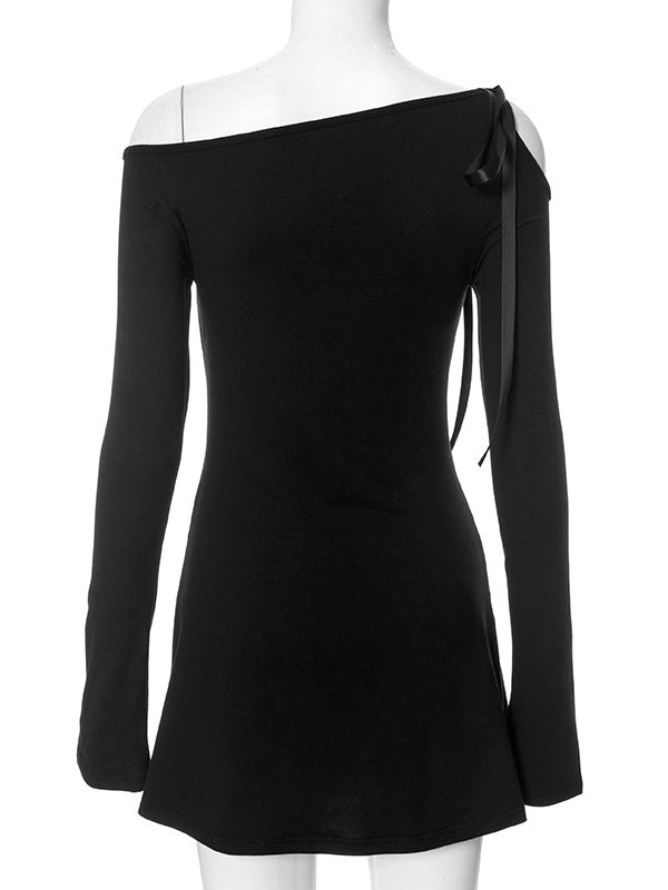 Bodycon Dresses Irregular Neck Long Sleeves Sexy Mini Dresses