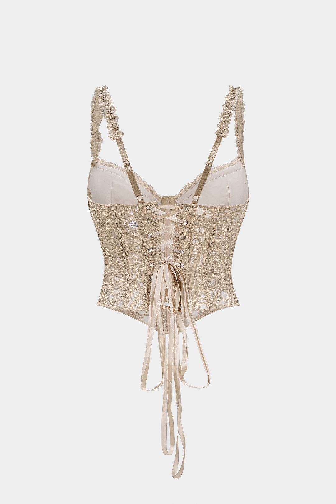 Lace Trim Bustier Corset Tie-Back Cami Top