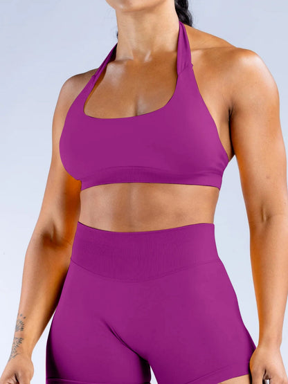 Seamless With Breast Pads Pleated Exercise Yoga Halter Bra Vest