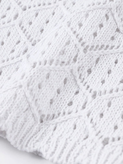 Comfortable And Casual Openwork Cropped Knit Shorts Two-piece Set
