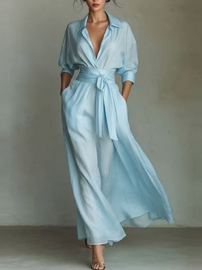 Lace Up Shirt Dress Sun Protection Shirt Maxi Dresses