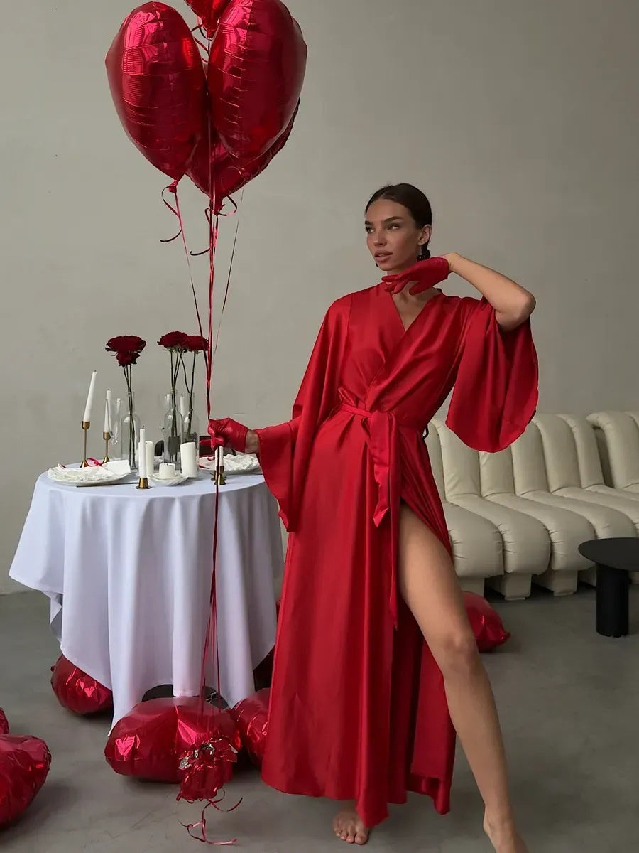 V-neck Thin Strap Nightgown Lazy Style Parties Maxi Dresses