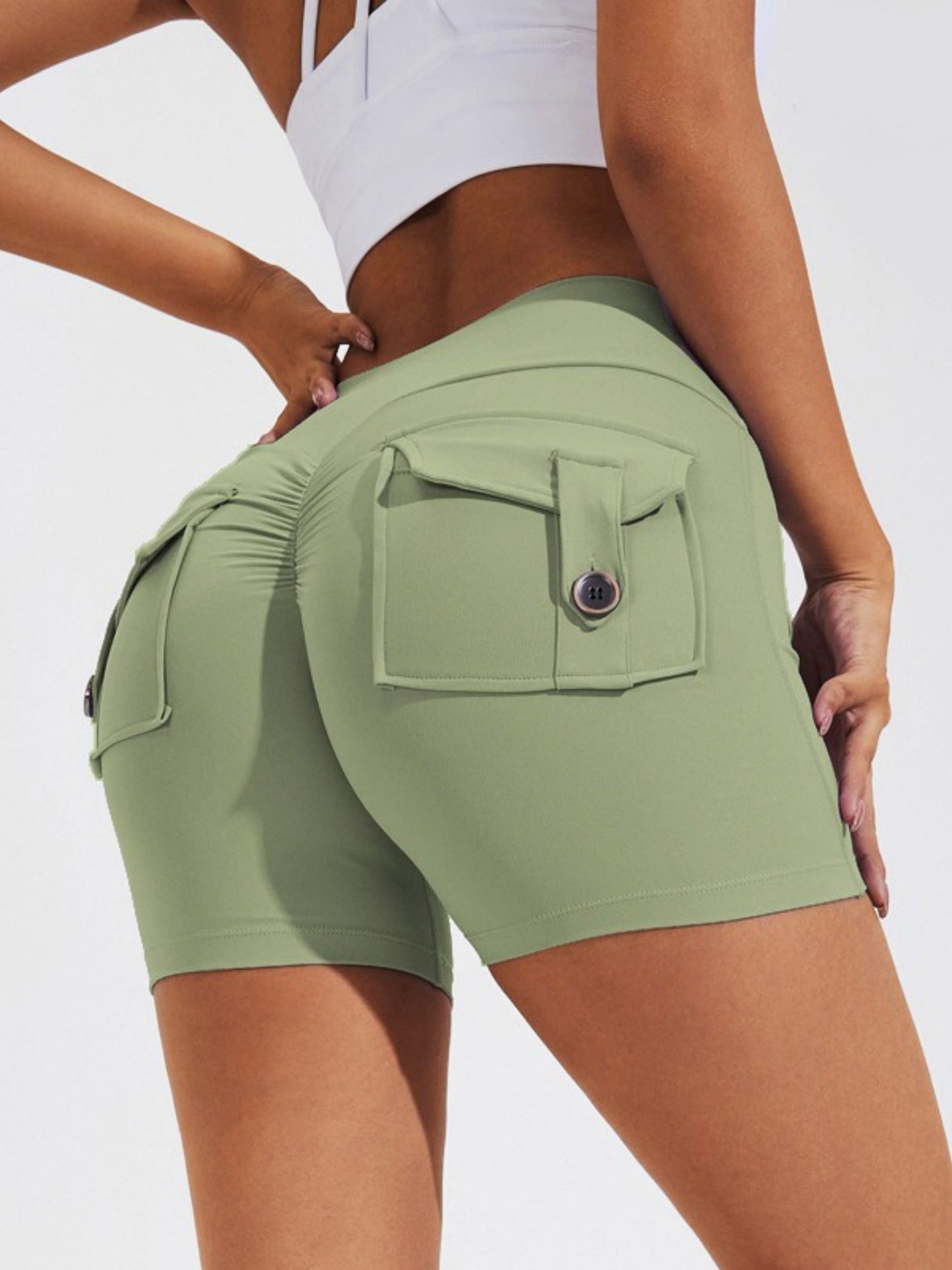 Bare-feel Pocket High-waisted, Tummy-flattening, And Butt-lifting Yoga Shorts