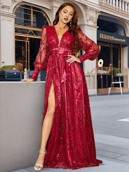 Mesh Sequined Maxi Dress