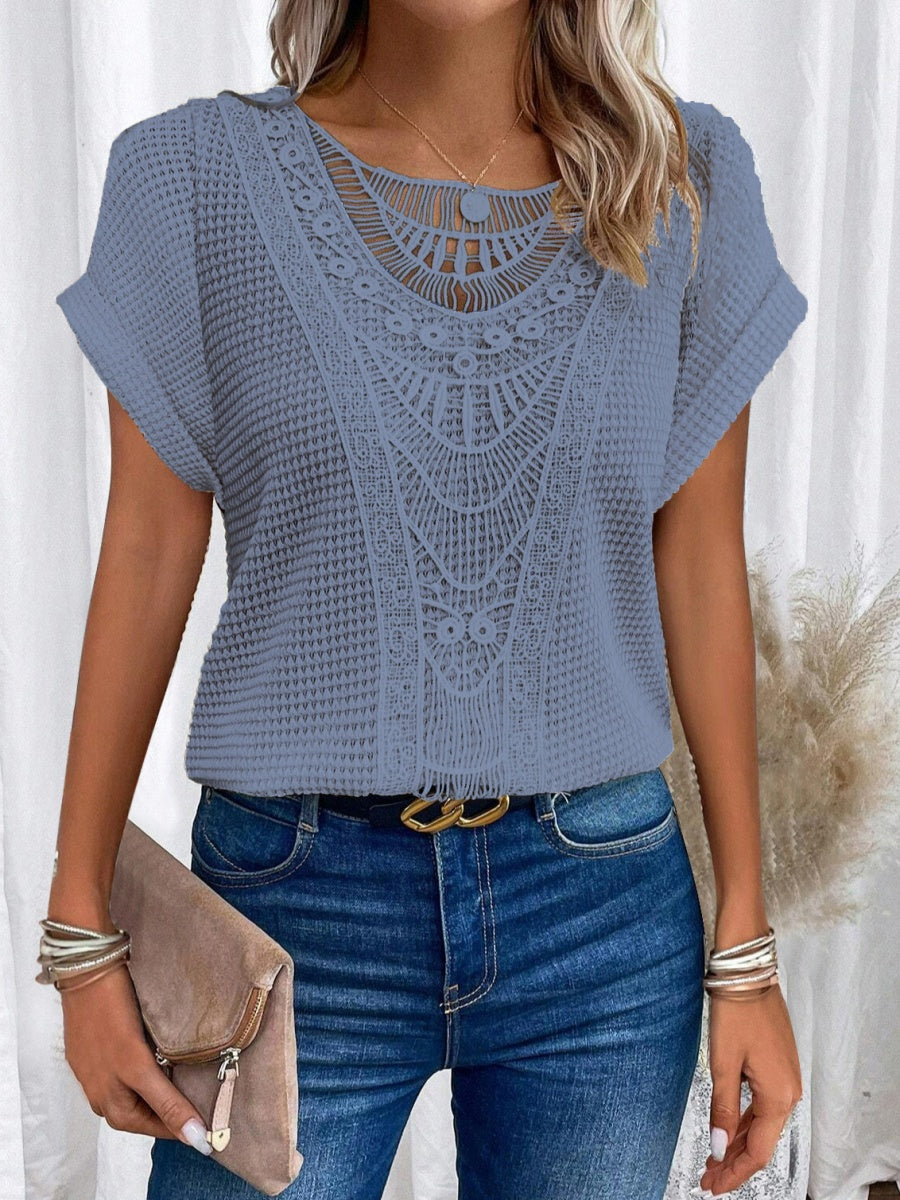 Trim Splicing Knitting Leisure T-shirts