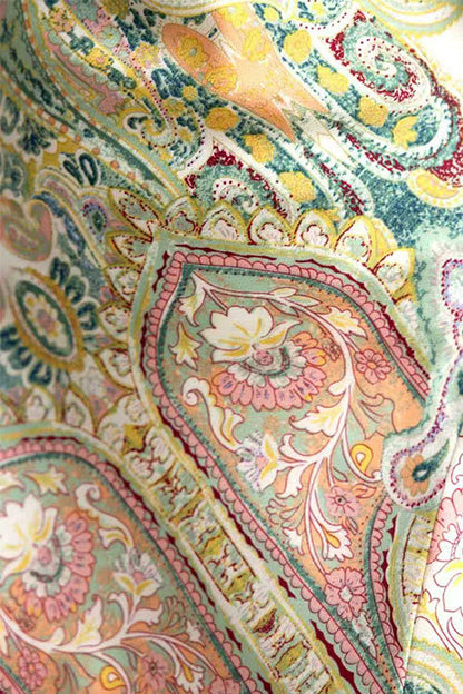 Adjustable Strap V Neck Paisley Print Slit Maxi Dress