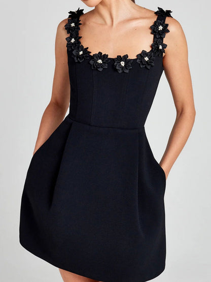 3D Flowers Temperament A-pendulum Seminarians Mini&Short Dresses