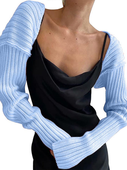 Knitted Long-Sleeve Cropped Top